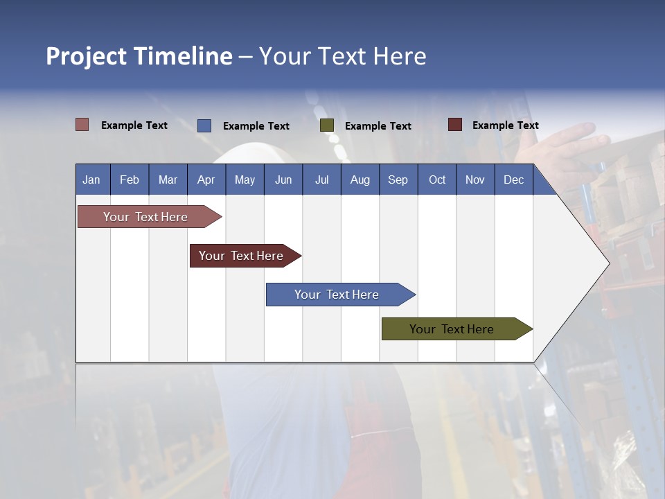 A Man In A Warehouse Is Looking At A Piece Of Paper PowerPoint Template