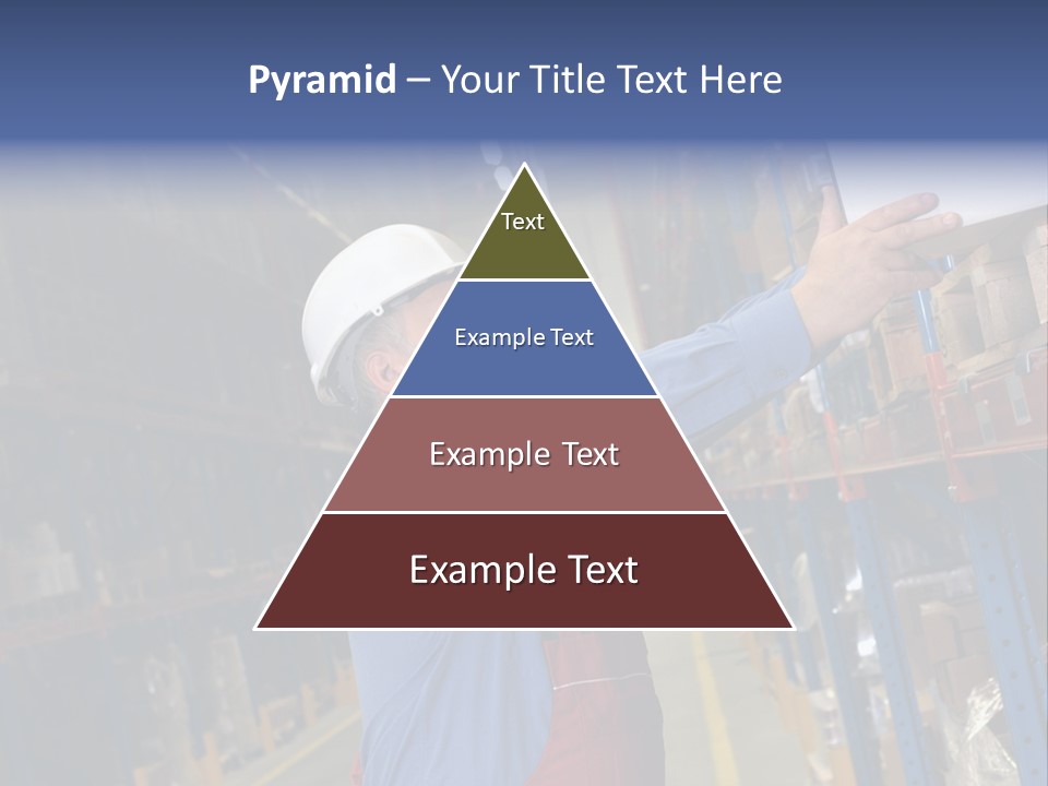 A Man In A Warehouse Is Looking At A Piece Of Paper PowerPoint Template