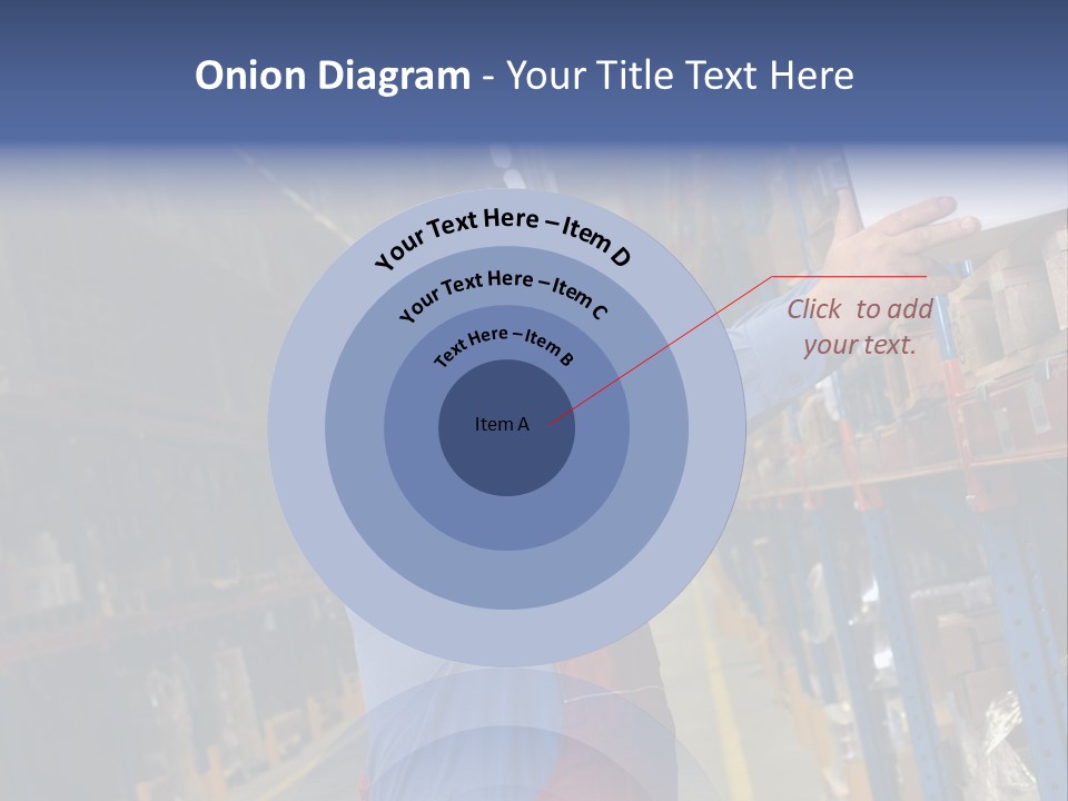 A Man In A Warehouse Is Looking At A Piece Of Paper PowerPoint Template