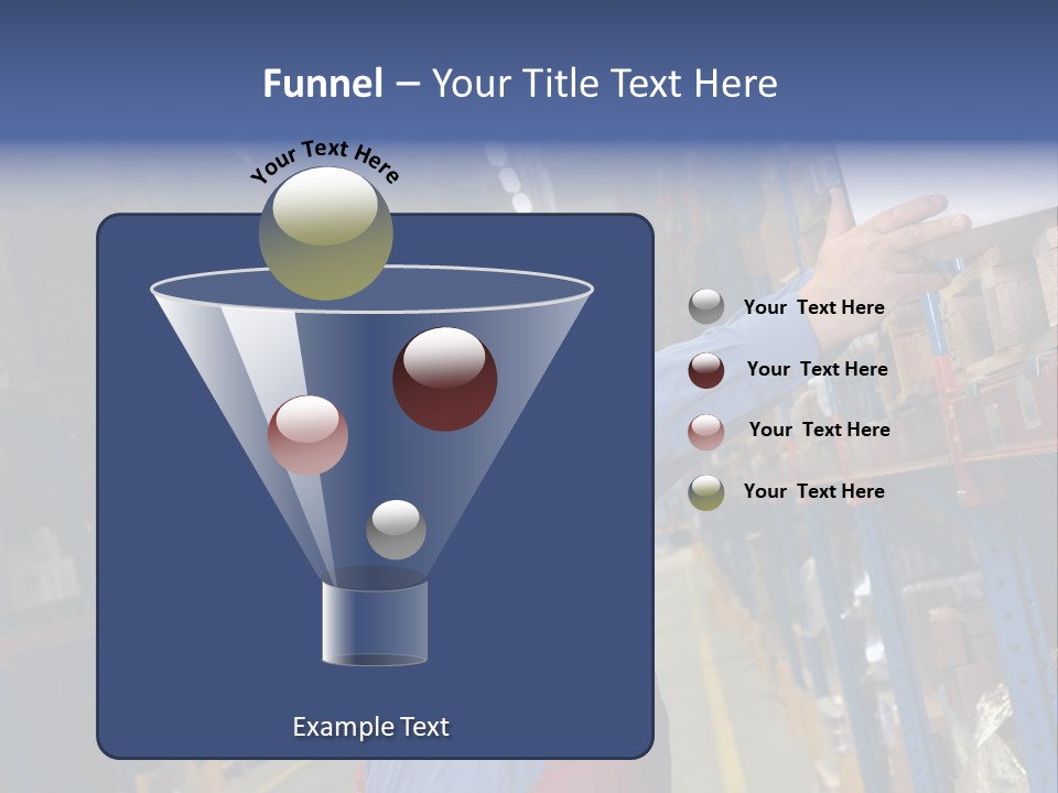 A Man In A Warehouse Is Looking At A Piece Of Paper PowerPoint Template