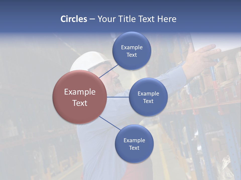 A Man In A Warehouse Is Looking At A Piece Of Paper PowerPoint Template