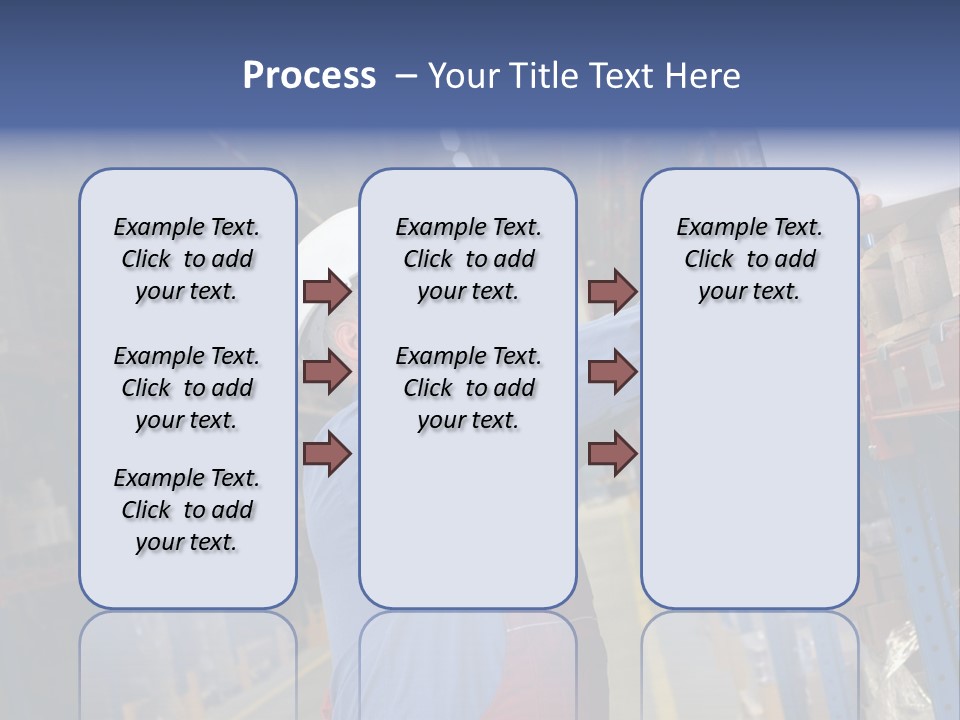 A Man In A Warehouse Is Looking At A Piece Of Paper PowerPoint Template