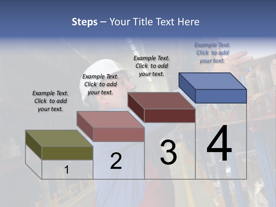 A Man In A Warehouse Is Looking At A Piece Of Paper PowerPoint Template