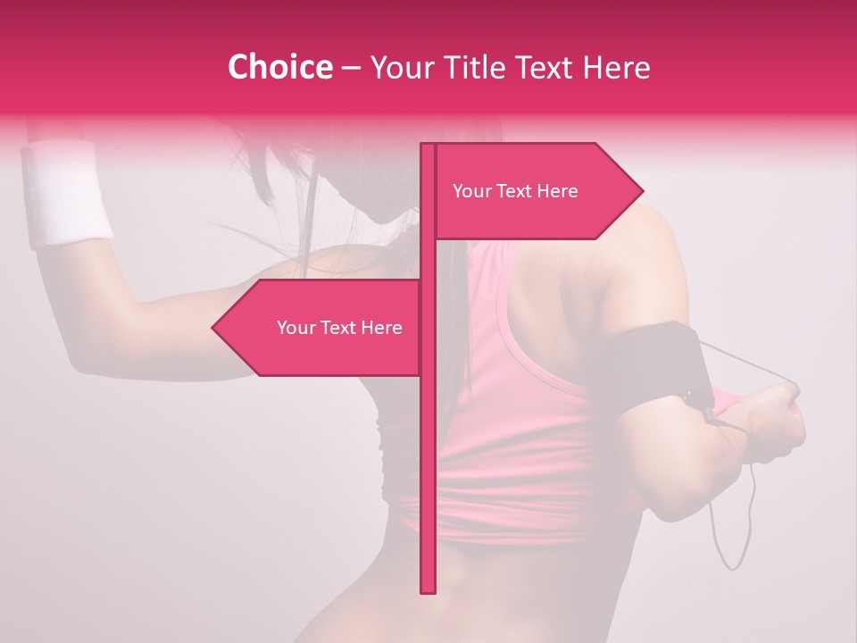 A Woman With A Band Around Her Arm Holding A Hair Dryer PowerPoint Template