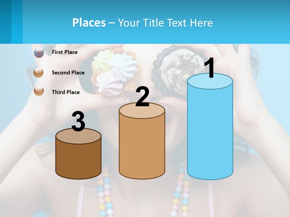 A Woman Holding Two Cupcakes Over Her Eyes PowerPoint Template