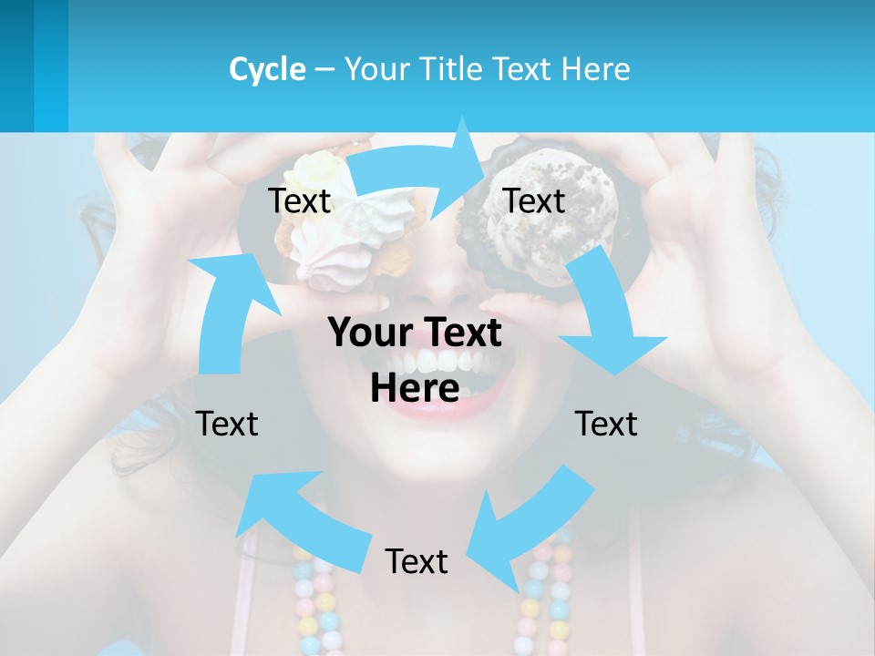 A Woman Holding Two Cupcakes Over Her Eyes PowerPoint Template