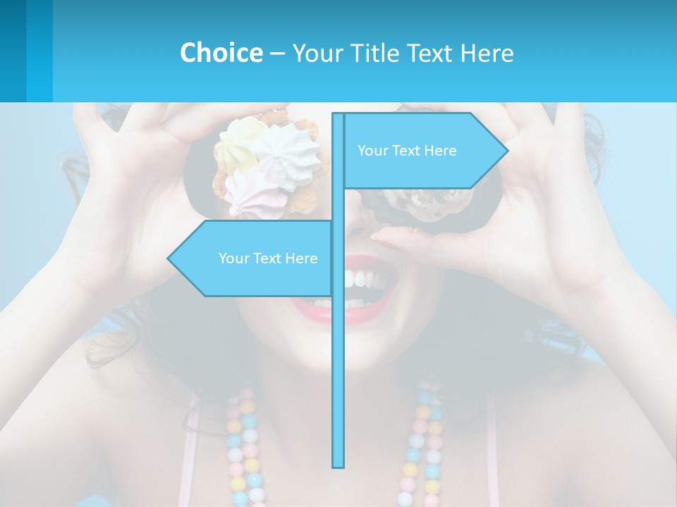 A Woman Holding Two Cupcakes Over Her Eyes PowerPoint Template