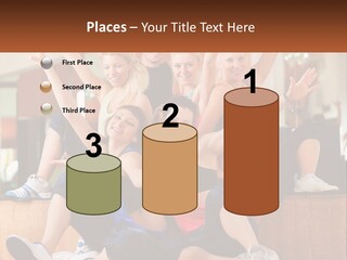 A Group Of Women Sitting On A Bench With Their Arms In The Air PowerPoint Template