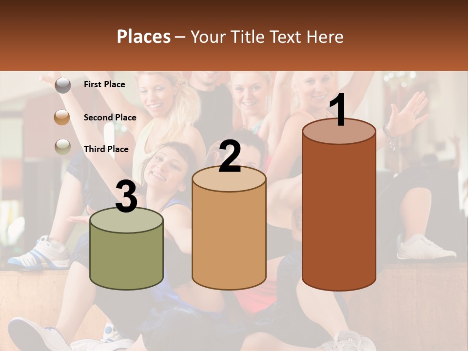 A Group Of Women Sitting On A Bench With Their Arms In The Air PowerPoint Template