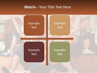 A Group Of Women Sitting On A Bench With Their Arms In The Air PowerPoint Template