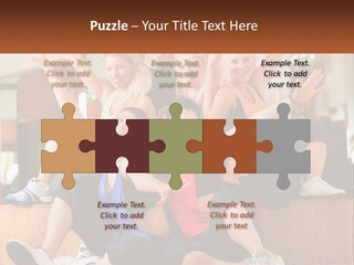 A Group Of Women Sitting On A Bench With Their Arms In The Air PowerPoint Template