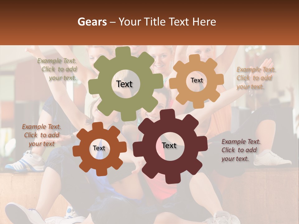 A Group Of Women Sitting On A Bench With Their Arms In The Air PowerPoint Template