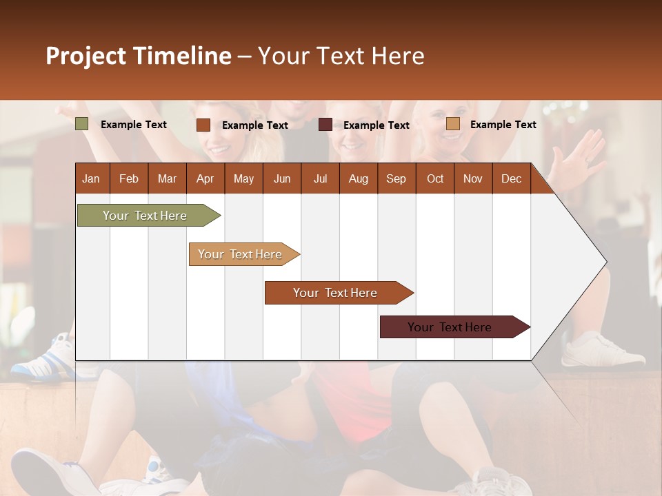 A Group Of Women Sitting On A Bench With Their Arms In The Air PowerPoint Template