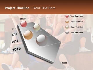 A Group Of Women Sitting On A Bench With Their Arms In The Air PowerPoint Template