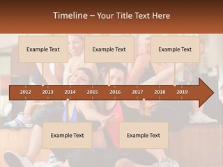 A Group Of Women Sitting On A Bench With Their Arms In The Air PowerPoint Template