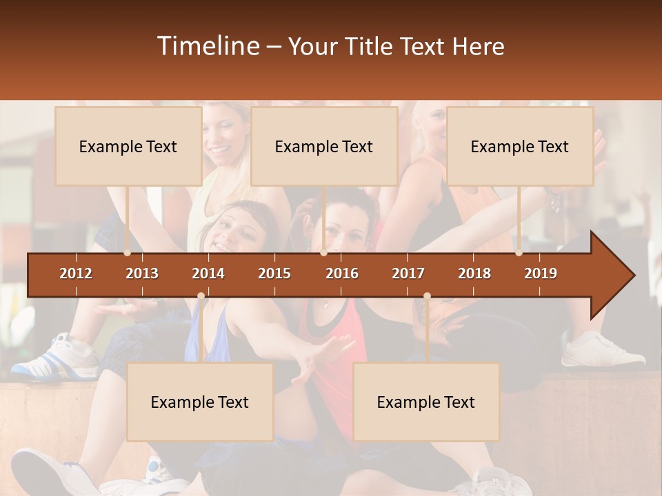 A Group Of Women Sitting On A Bench With Their Arms In The Air PowerPoint Template