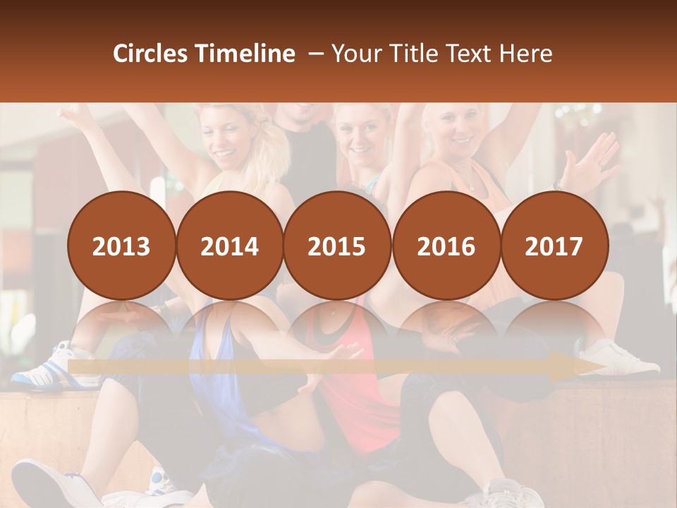 A Group Of Women Sitting On A Bench With Their Arms In The Air PowerPoint Template