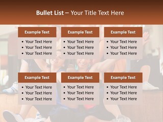 A Group Of Women Sitting On A Bench With Their Arms In The Air PowerPoint Template