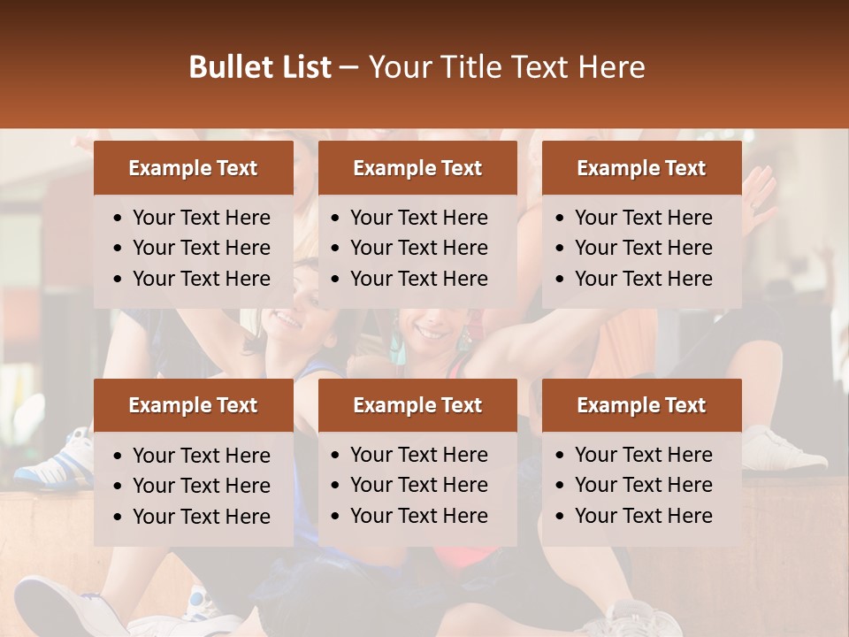 A Group Of Women Sitting On A Bench With Their Arms In The Air PowerPoint Template