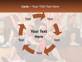 A Group Of Women Sitting On A Bench With Their Arms In The Air PowerPoint Template