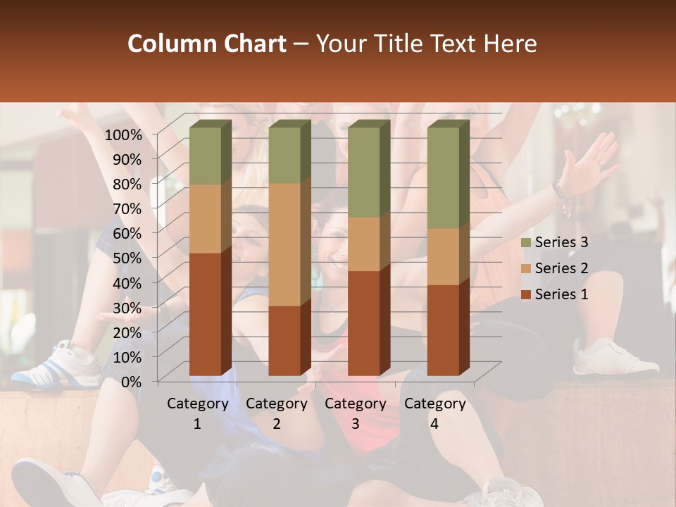 A Group Of Women Sitting On A Bench With Their Arms In The Air PowerPoint Template