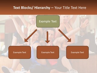 A Group Of Women Sitting On A Bench With Their Arms In The Air PowerPoint Template