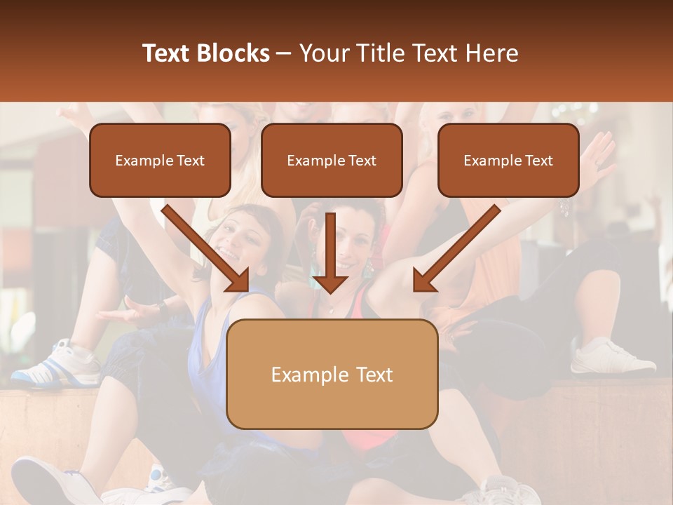 A Group Of Women Sitting On A Bench With Their Arms In The Air PowerPoint Template