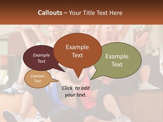 A Group Of Women Sitting On A Bench With Their Arms In The Air PowerPoint Template