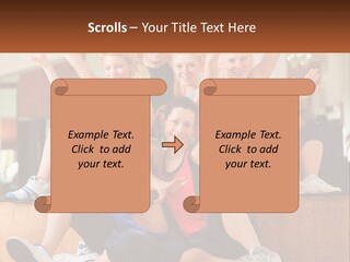 A Group Of Women Sitting On A Bench With Their Arms In The Air PowerPoint Template