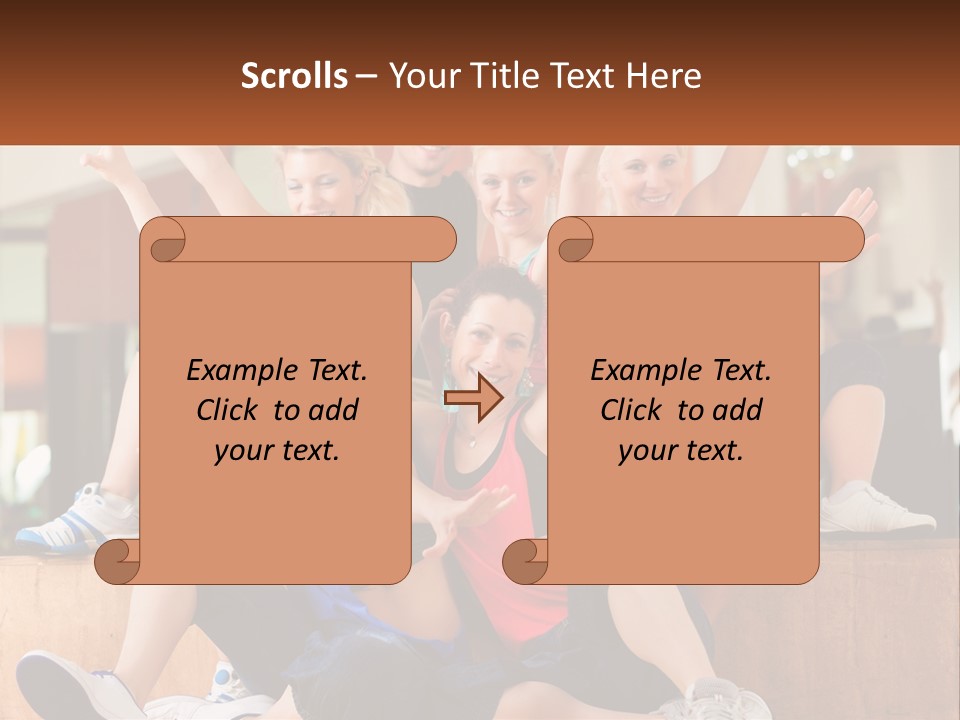 A Group Of Women Sitting On A Bench With Their Arms In The Air PowerPoint Template