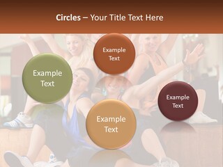 A Group Of Women Sitting On A Bench With Their Arms In The Air PowerPoint Template