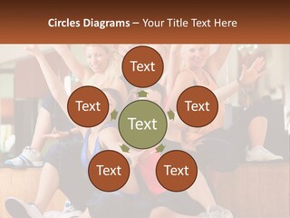 A Group Of Women Sitting On A Bench With Their Arms In The Air PowerPoint Template