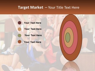 A Group Of Women Sitting On A Bench With Their Arms In The Air PowerPoint Template