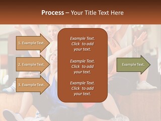 A Group Of Women Sitting On A Bench With Their Arms In The Air PowerPoint Template