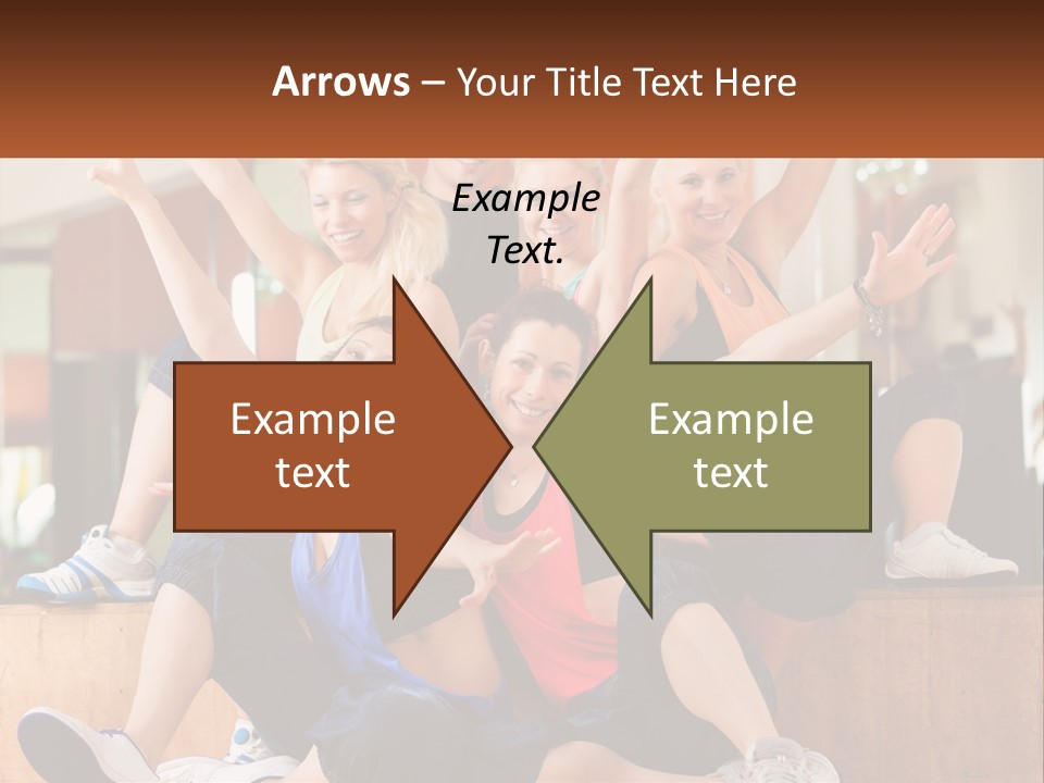 A Group Of Women Sitting On A Bench With Their Arms In The Air PowerPoint Template