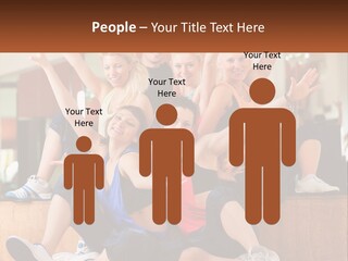 A Group Of Women Sitting On A Bench With Their Arms In The Air PowerPoint Template