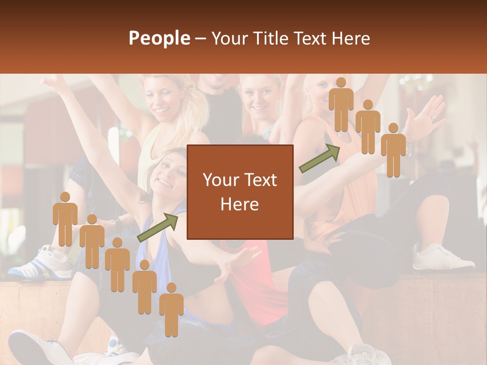 A Group Of Women Sitting On A Bench With Their Arms In The Air PowerPoint Template