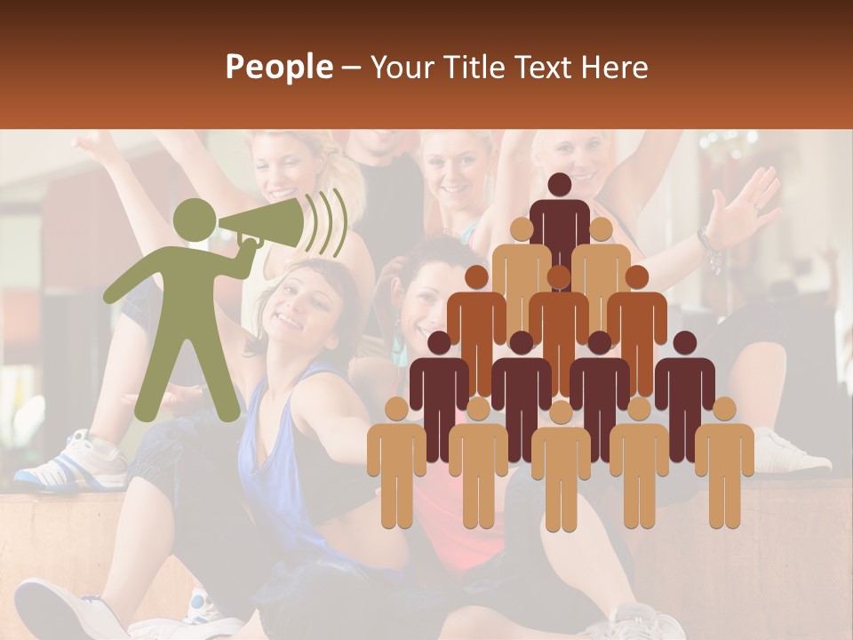A Group Of Women Sitting On A Bench With Their Arms In The Air PowerPoint Template