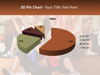 A Group Of Women Sitting On A Bench With Their Arms In The Air PowerPoint Template