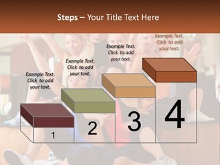 A Group Of Women Sitting On A Bench With Their Arms In The Air PowerPoint Template