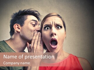 A Man And A Woman Covering Their Mouths With Their Hands PowerPoint Template