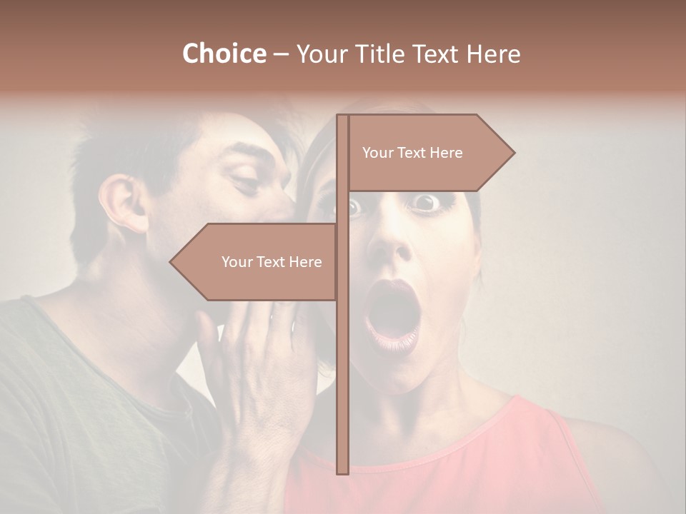 A Man And A Woman Covering Their Mouths With Their Hands PowerPoint Template