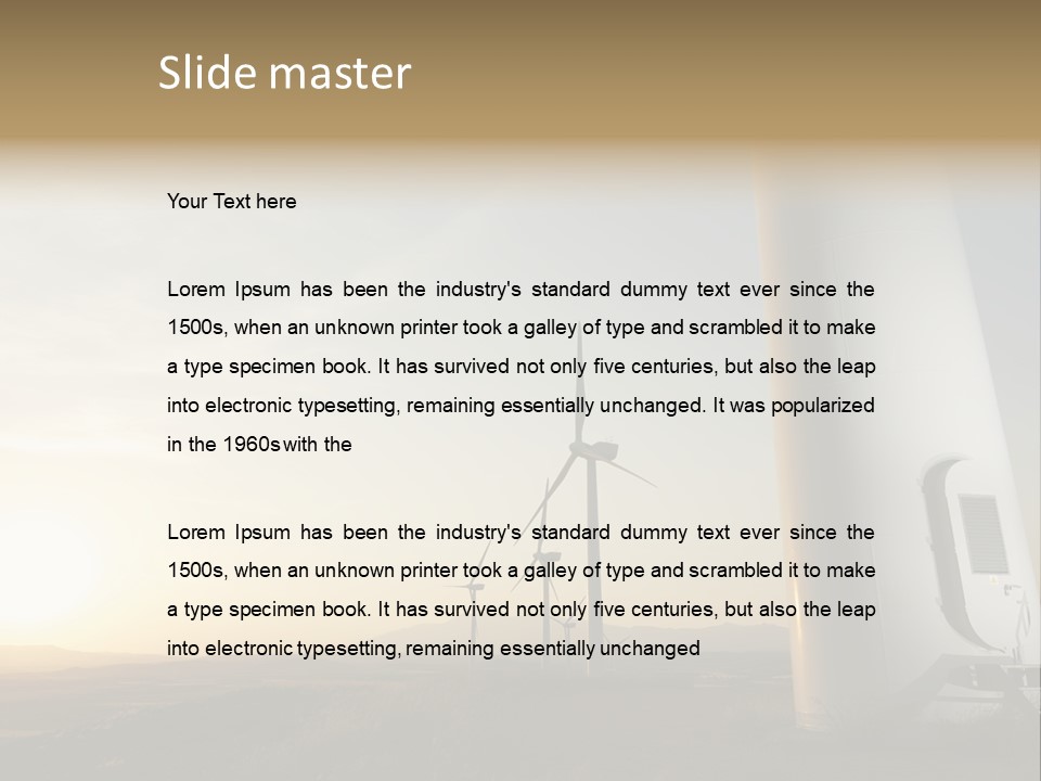 A Wind Farm With Windmills In The Background PowerPoint Template