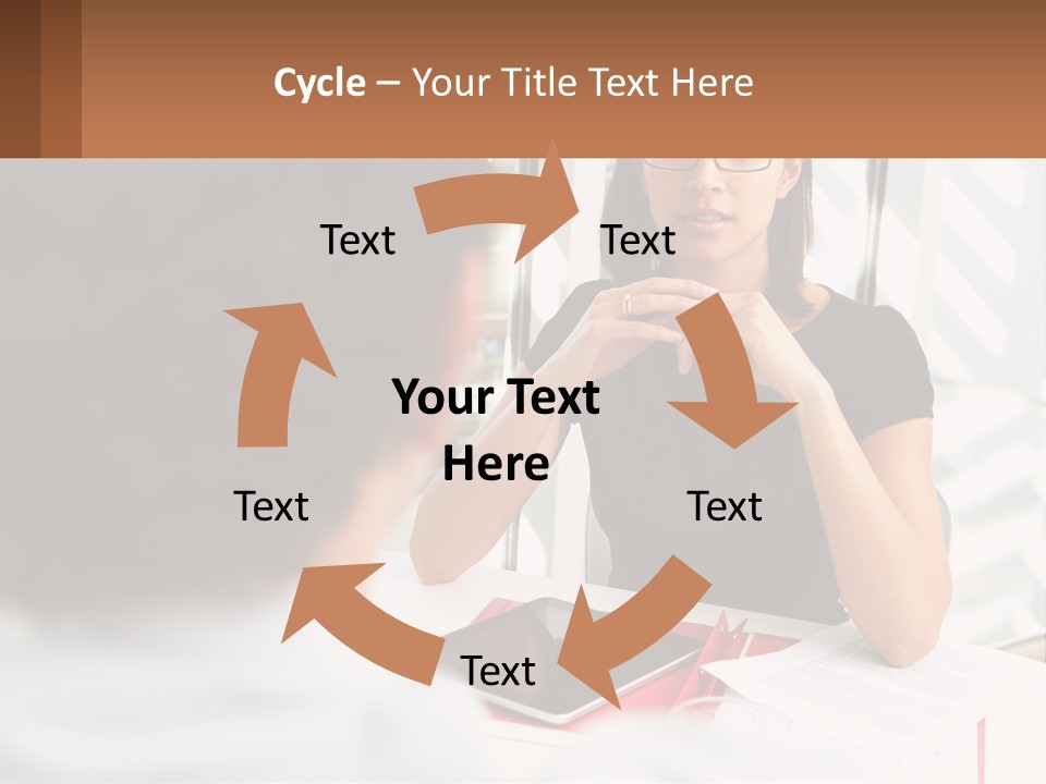 A Woman Sitting At A Table Talking To A Man PowerPoint Template