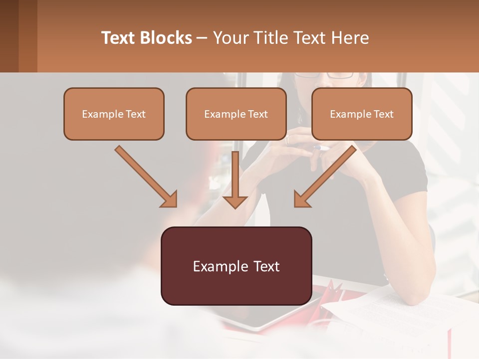 A Woman Sitting At A Table Talking To A Man PowerPoint Template