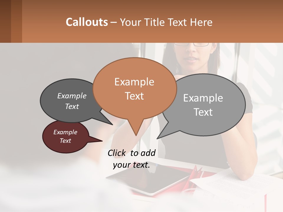 A Woman Sitting At A Table Talking To A Man PowerPoint Template