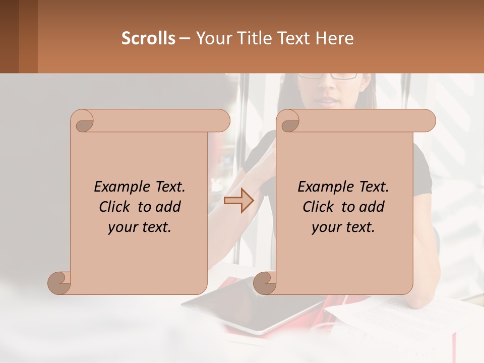 A Woman Sitting At A Table Talking To A Man PowerPoint Template