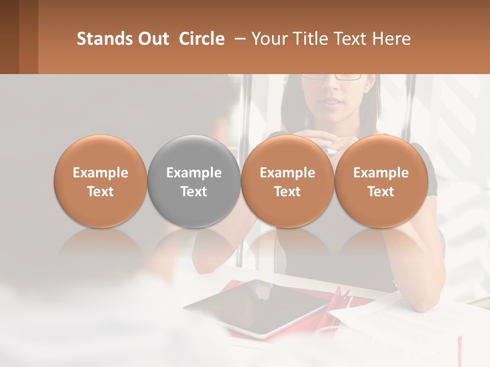 A Woman Sitting At A Table Talking To A Man PowerPoint Template