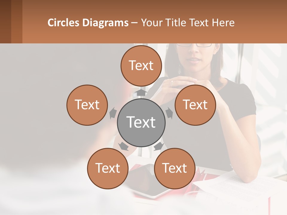 A Woman Sitting At A Table Talking To A Man PowerPoint Template