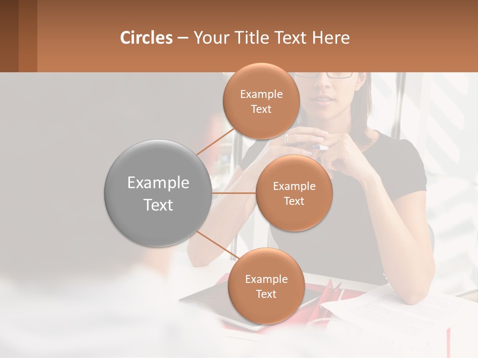 A Woman Sitting At A Table Talking To A Man PowerPoint Template